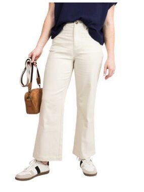 Hayes Petite Twill High Rise Straight leg pants